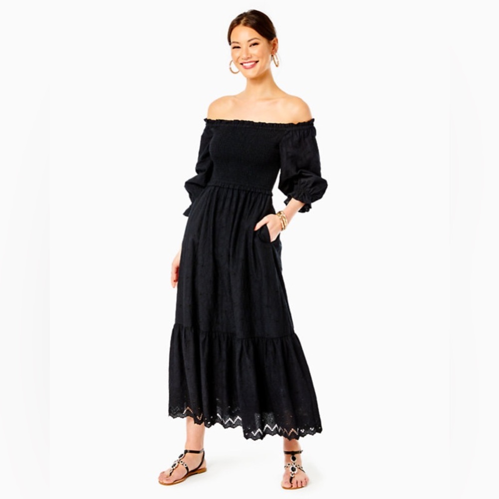 NWT Lilly Pulitzer Arlynn Off-The-Shoulder Eyelet Maxi Dress Size Small